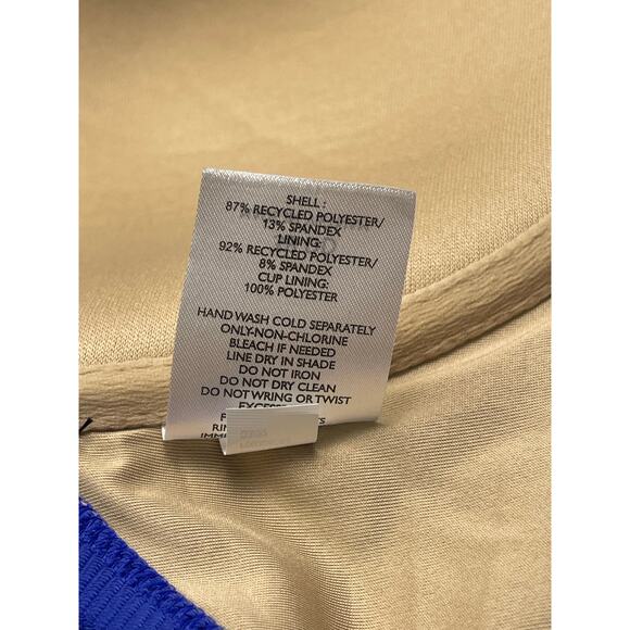 Shade & Shore Blue Ribbed Bikini Top 38DD Strapless Halter Swim - Picture 7 of 7